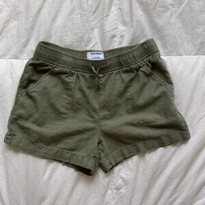 old navy Olive green linen shorts youth sz XL 14 16 pockets lightweight elastic